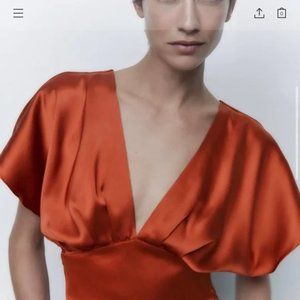 Zara red satin top blouse